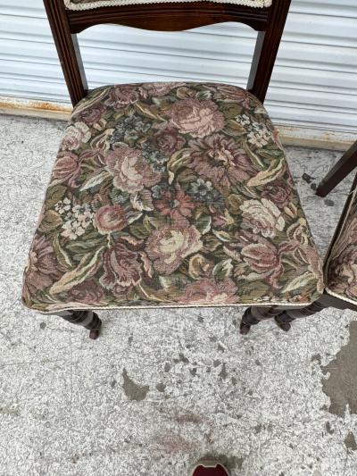 Pair of Victorian Parlor chairs with casters on front legs