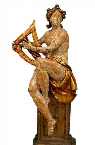 Pair of Victorian Stripped Musician Figures