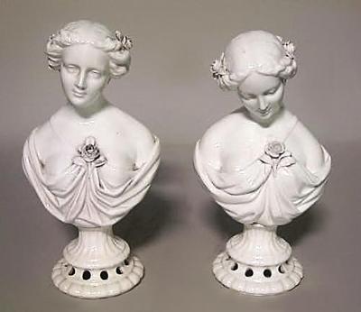 Pair of Victorian White Porcelain Female Bust