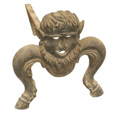 Pair of Victorian Wrought Iron Mask Andirons