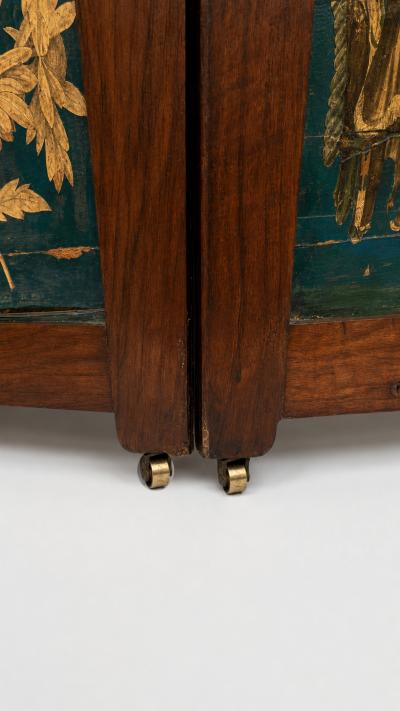 Pair of Victorian era folding screens Troubadour style England circa 1850