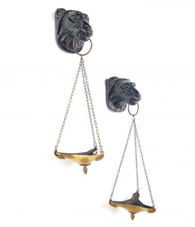 Pair of Vintage Ancient Roman Style Hanging Candlesticks