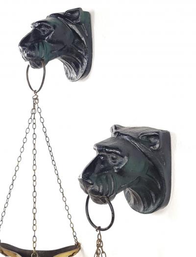 Pair of Vintage Ancient Roman Style Hanging Candlesticks