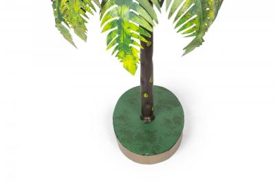 Pair of Vintage Asian Green Tole Bonsai Palm Tree Sculptures