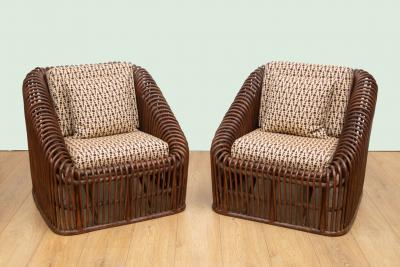 Pair of Vintage Bent Reed Lounge Chairs
