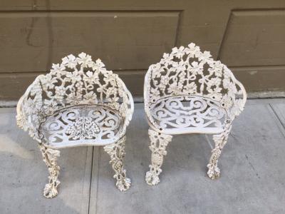 Pair of Vintage Cast Iron Garden Chairs
