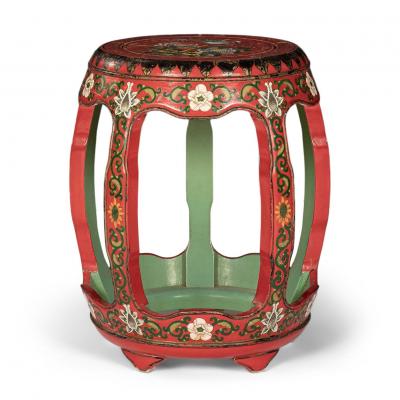 Pair of Vintage Chinese Lacquered and Painted Garden Seats