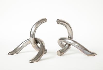 Pair of Vintage Chrome Bookends 20th Century