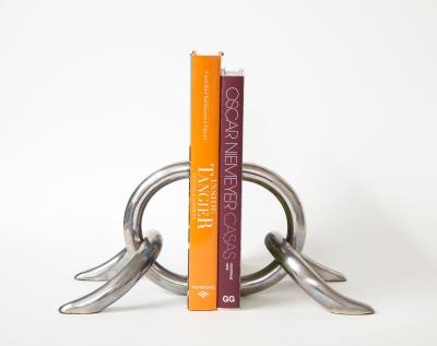 Pair of Vintage Chrome Bookends 20th Century