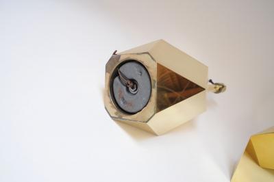 Pair of Vintage Faceted Geometric Solid Brass Table Lamps
