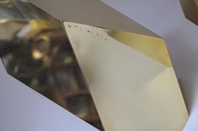 Pair of Vintage Faceted Geometric Solid Brass Table Lamps