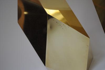 Pair of Vintage Faceted Geometric Solid Brass Table Lamps