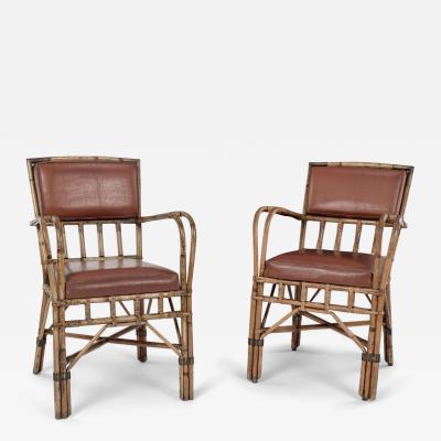 Pair of Vintage French Bamboo Armchairs