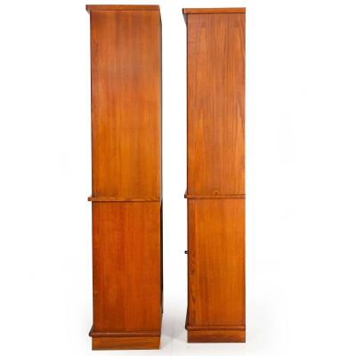 Pair of Vintage French Moderne Brushed Oak Bookcases Display Cabinets