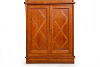 Pair of Vintage French Moderne Brushed Oak Bookcases Display Cabinets