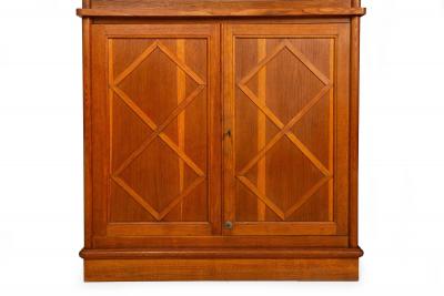 Pair of Vintage French Moderne Brushed Oak Bookcases Display Cabinets