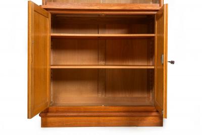Pair of Vintage French Moderne Brushed Oak Bookcases Display Cabinets