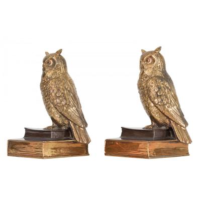 Pair of Vintage Gilt Owl Bookends