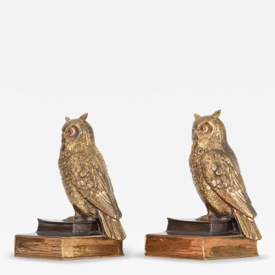 Pair of Vintage Gilt Owl Bookends