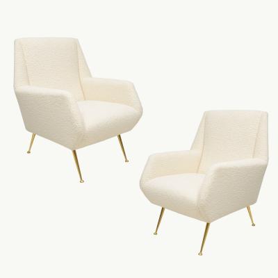 Pair of Vintage Italian Mid Century Chairs upholstered in Boucle Fabric