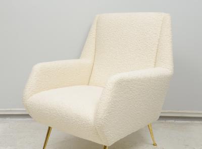 Pair of Vintage Italian Mid Century Chairs upholstered in Boucle Fabric