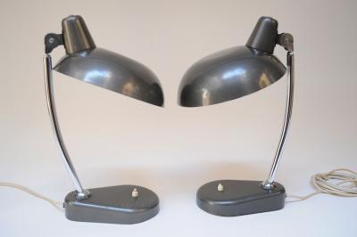 Pair of Vintage Italian Modern Industrial Chromed Metal Task Lamps by Seminara