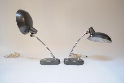 Pair of Vintage Italian Modern Industrial Chromed Metal Task Lamps by Seminara