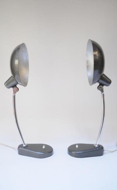 Pair of Vintage Italian Modern Industrial Chromed Metal Task Lamps by Seminara