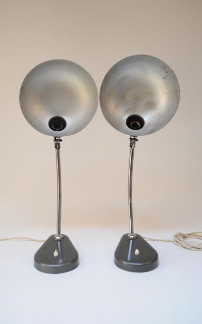 Pair of Vintage Italian Modern Industrial Chromed Metal Task Lamps by Seminara