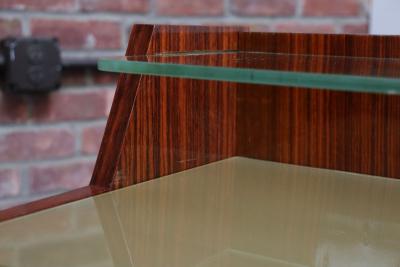 Pair of Vintage Italian Rosewood and Brass Two Tier Nightstands Bedside Tables