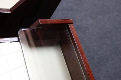 Pair of Vintage Italian Rosewood and Brass Two Tier Nightstands Bedside Tables