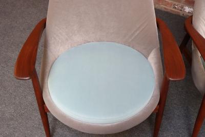 Pair of Vintage Italian Slipper Chairs in Walnut and Mohair by Fratelli Marelli