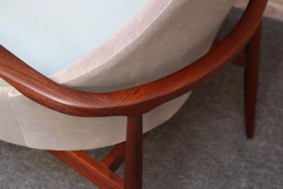 Pair of Vintage Italian Slipper Chairs in Walnut and Mohair by Fratelli Marelli