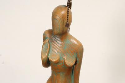Pair of Vintage Male and Female Figural Carved Table Lamps by Clifford C Stasack