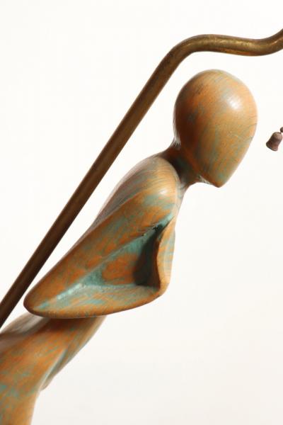 Pair of Vintage Male and Female Figural Carved Table Lamps by Clifford C Stasack