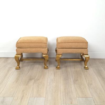 Pair of Vintage Mecca Carved Wood Benches