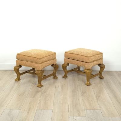 Pair of Vintage Mecca Carved Wood Benches
