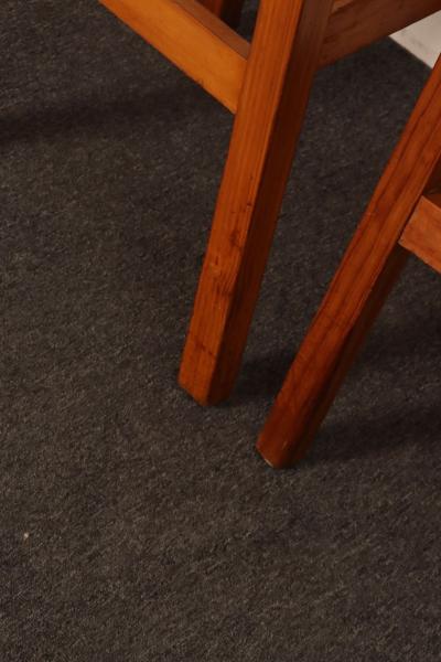 Pair of Vintage Mexican Modern Pine and Woven Palm Bar Stools by Muebles Austin