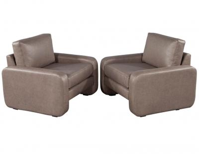 Pair of Vintage Mid Century Modern Leather Lounge Chairs