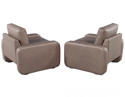 Pair of Vintage Mid Century Modern Leather Lounge Chairs