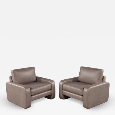 Pair of Vintage Mid Century Modern Leather Lounge Chairs