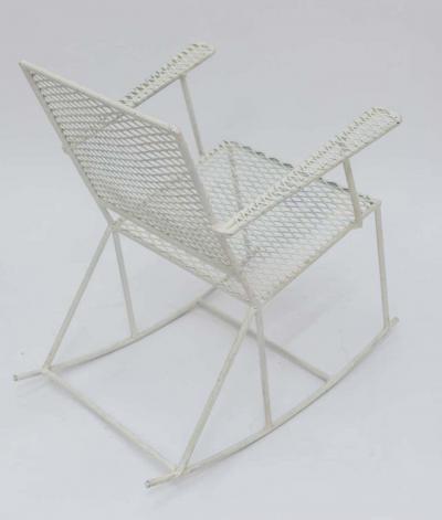 Pair of Vintage Mid Century white Iron Child Rocking Chairs