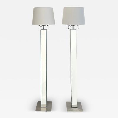 Pair of Vintage Mirrored Skyscraper Floor Lamps