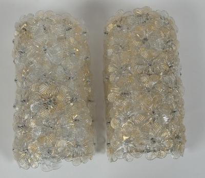 Pair of Vintage Murano Blown Floral Wall Lights UL Certified