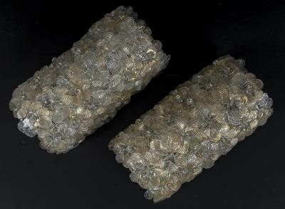 Pair of Vintage Murano Blown Floral Wall Lights UL Certified