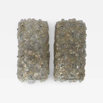 Pair of Vintage Murano Blown Floral Wall Lights UL Certified