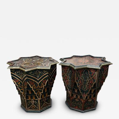 Pair of Vintage Octagonal Painted Moroccan Side Tables