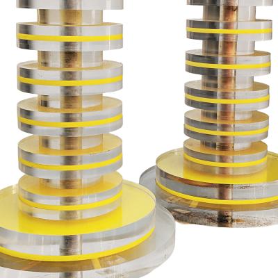 Pair of Vintage Retro Modern Yellow and Clear Lucite Table Lamps