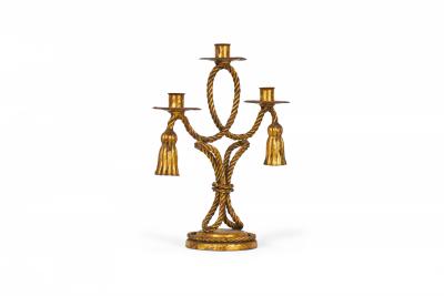Pair of Vintage Rope and Tassel Gilt Candelabras