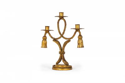 Pair of Vintage Rope and Tassel Gilt Candelabras